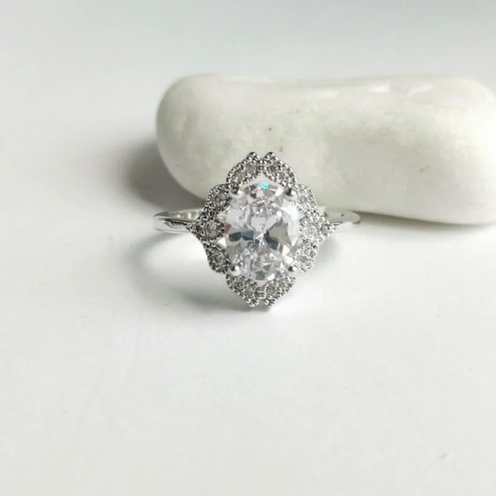 CZ Cocktail Engagement Ring Size 7 NWT